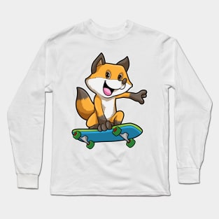 Fox as Skater with Skateboard Long Sleeve T-Shirt